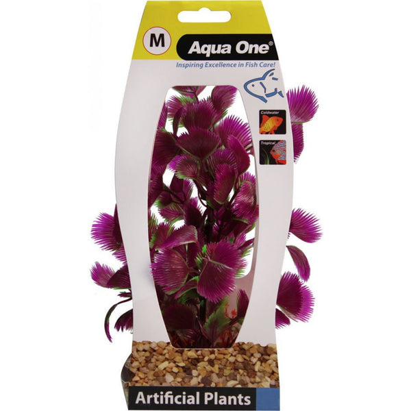 Aqua One Plastic Plant Purple Hottonia with Gravel Base (Medium)