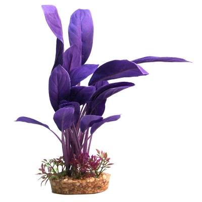 Aqua One Silk Plant Purple Echinodorus with Gravel Base (Large)